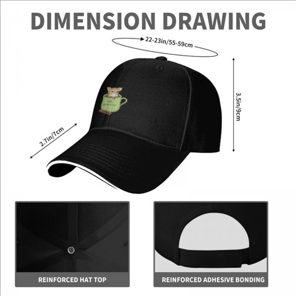 Black baseball cap with chihuahua in teacup graphic design