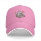 Black baseball cap with cute fox eating ramen sun and cloud design