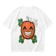 Olive T-Shirt with Smiling Pumpkin Corn Crossbones Graphic
