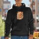 Black Hoodie with Retro Kaiju Monster City Destruction Art