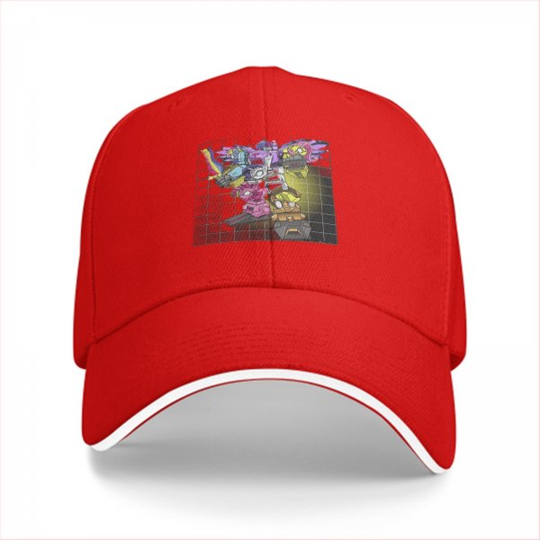 Black Baseball Cap with Robot Pony Mashup Graphic Print