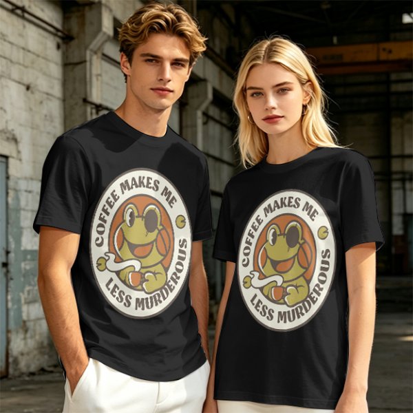 Coffee Makes Me Less Murderous Frog Graphic T-Shirt