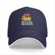 Black baseball cap with funny duck graphic and 'duck it all no regrets' text