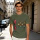 Olive T-Shirt With Cartoon Grill And Skewers Print