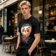 Olive Green T-Shirt With Creepy Melting Skull Apple Graphic