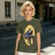 Olive T-shirt with Cartoon Chainsaw Action Character Print