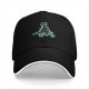 Black Baseball Cap with T-Rex Dinosaur Riding a Bike Graphic
