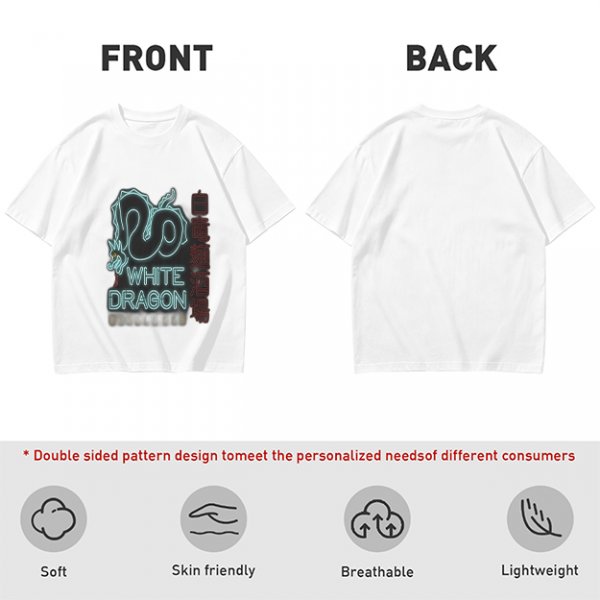 Olive T-Shirt With Neon White Dragon Graphic Print