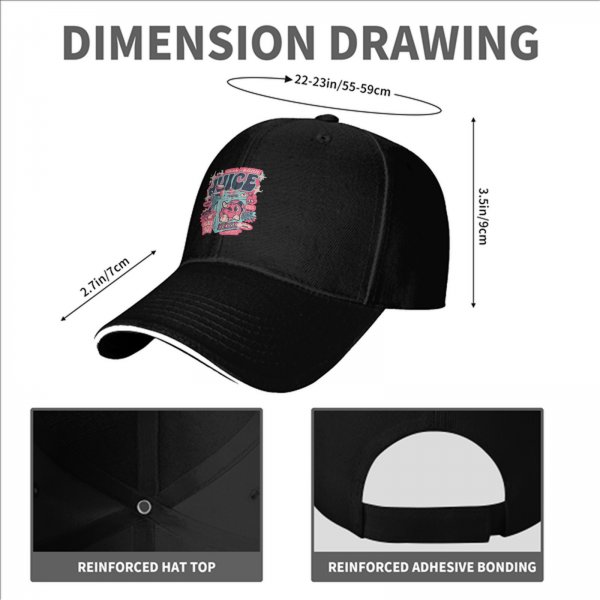 Black Baseball Cap With Retro Juice Box Graphic Print