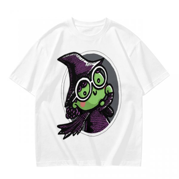 Olive T-Shirt With Cute Green Witch Wearing Glasses Graphic