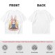 Olive T-shirt with Cute Rabbit Character and Japanese Text Print