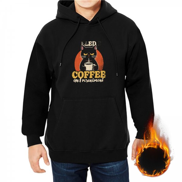 Black Cat Coffee and Resentment Graphic Hoodie