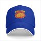 Black baseball cap with pizza atom graphic and text