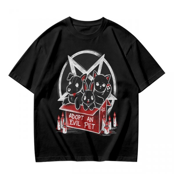 Adopt An Evil Pet T-Shirt With Pentagram And Spooky Animal Art