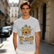 Olive T-Shirt With Angry Pineapple And Pizza Slice Cartoon Print