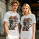 Olive t-shirt with detective cat 'Paws on the Case' graphic