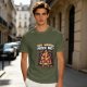 Olive t-shirt with angry boxing pizza slice graphic and 'You Wanna Pizza Me?' text