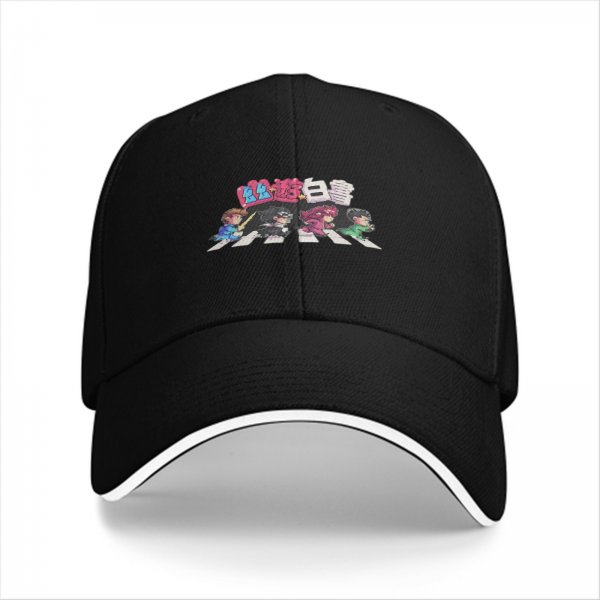 Black baseball cap with Yu Yu Hakusho anime character crosswalk art