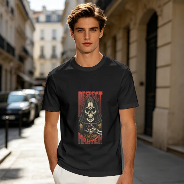 Respect Dungeon Master Grim Reaper Skull Graphic T-Shirt