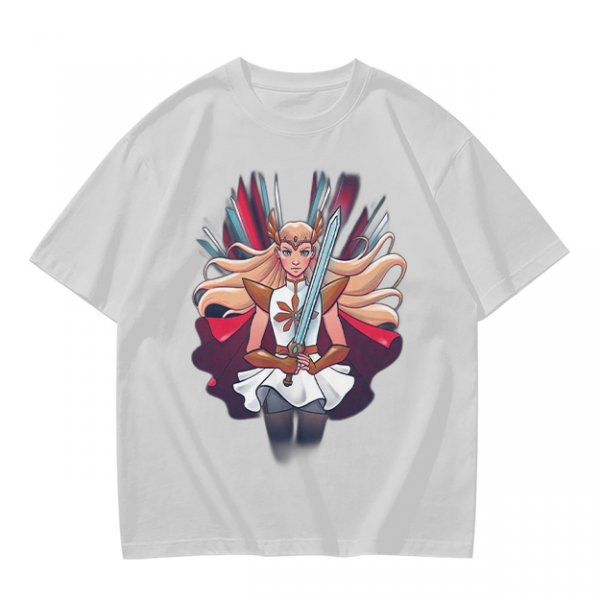 Olive T-Shirt Featuring Fantasy Warrior Princess With Sword Art