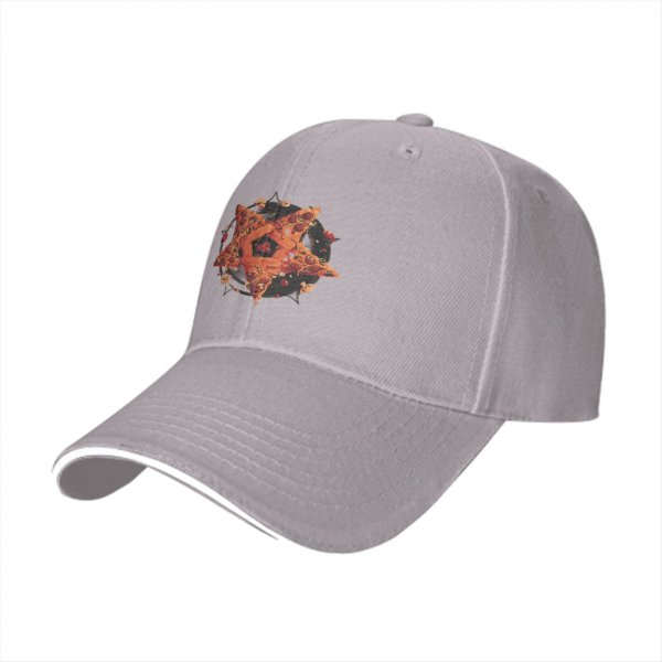 Black Baseball Cap with Pizza Pentagram Graphic