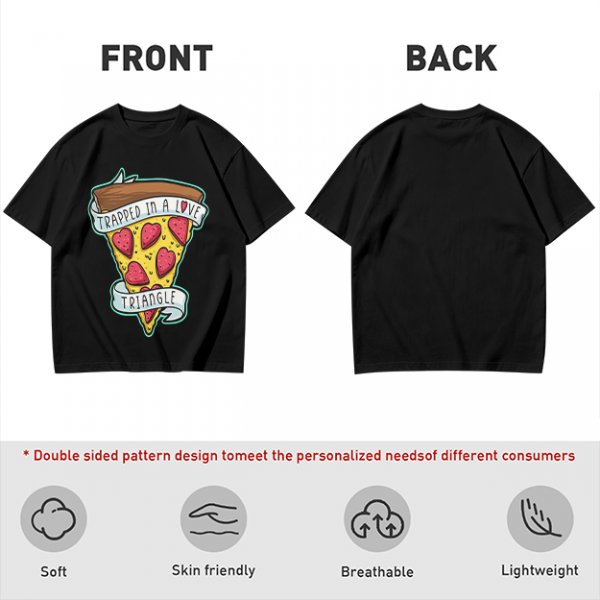 Olive T-Shirt With Pizza Slice 'Trapped In A Love Triangle' Print