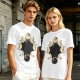Olive T-Shirt With Cat Phases Moon Cycle Graphic Print