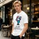Olive T-shirt with Cartoon Character Holding Mushrooms Print