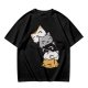 Olive T-Shirt With Stacked Cute Chibi Cats Graphic
