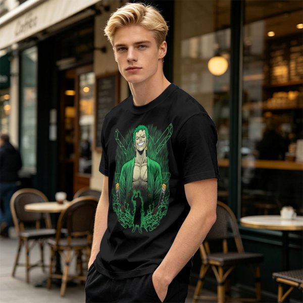 One Piece Roronoa Zoro Graphic Print Olive T-Shirt