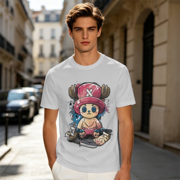 Olive T-shirt with One Piece Tony Tony Chopper Graphic Print