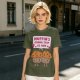 Olive t-shirt with cute muffin graphic and playful text design