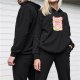 Black Graphic Hoodie with Cute Food Themed Print