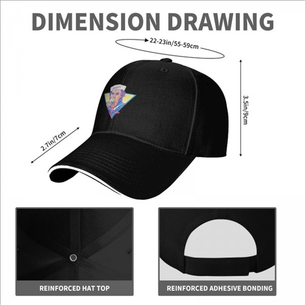 Black baseball cap with Stranger Things Steve Harrington Scoops Ahoy graphic