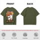 Olive graphic t-shirt with nervous white cat and 'All of my systems are nervous' text
