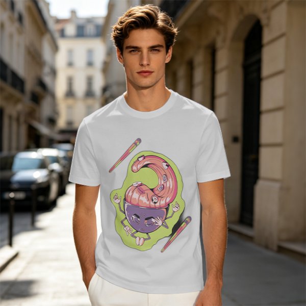 Olive Green T-Shirt With Surreal Monster Graphic Print