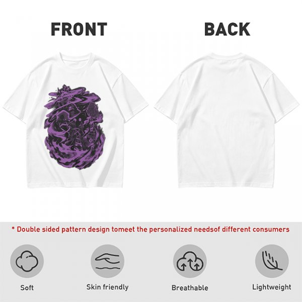 Olive Green T-Shirt with Purple Abstract Swirling Graphic Print