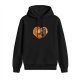 Black hoodie with hugging monkeys inside a heart graphic