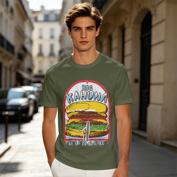 Olive T-Shirt with Big Kahuna Burger Graphic Print