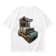 Olive T-Shirt With Rustic Wooden Cart Print