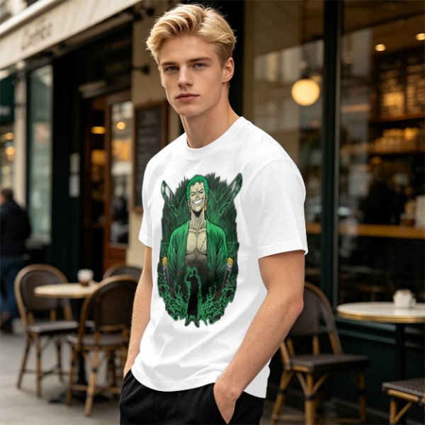 One Piece Roronoa Zoro Graphic Print Olive T-Shirt
