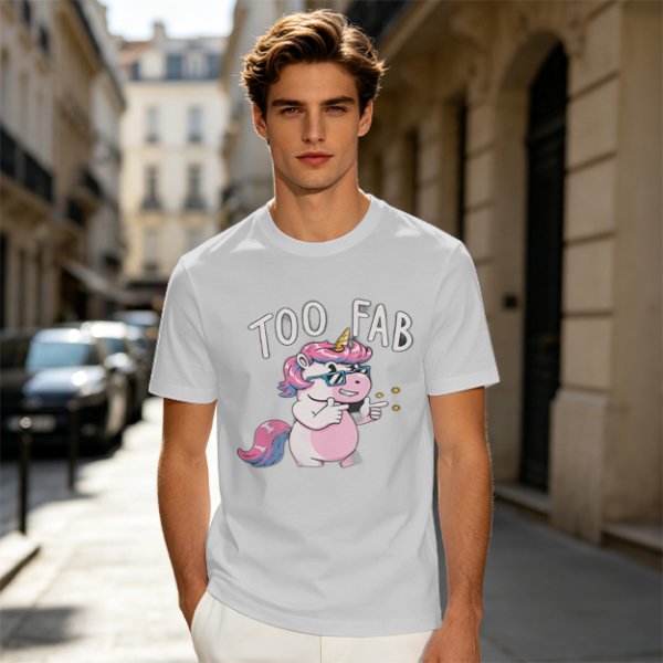 Olive T-Shirt with Too Fab Cool Unicorn Graphic Print