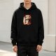 Black hoodie with cute animal and pastry graphic print