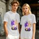 Olive T-Shirt With Cute Fantasy Bird Family Print