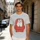 Olive T-Shirt with Cute Ghosts on Red Armchair Graphic