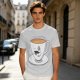 Olive Green T-Shirt With Dapper Cartoon Teacup Graphic