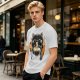 Olive T-Shirt Featuring Black Maneki-neko Cat Eating Ramen