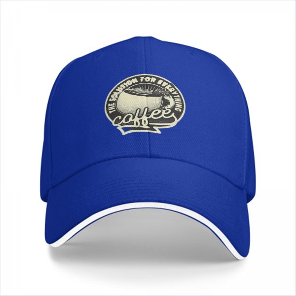 Black Baseball Cap With Coffee Themed 'Solution For Everything' Print