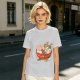 Olive T-Shirt With Cute Cat Ramen Bowl Graphic Print