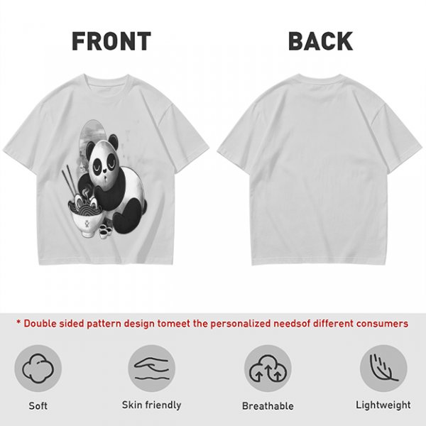 Olive T-Shirt With Panda Eating Ramen Graphic Print